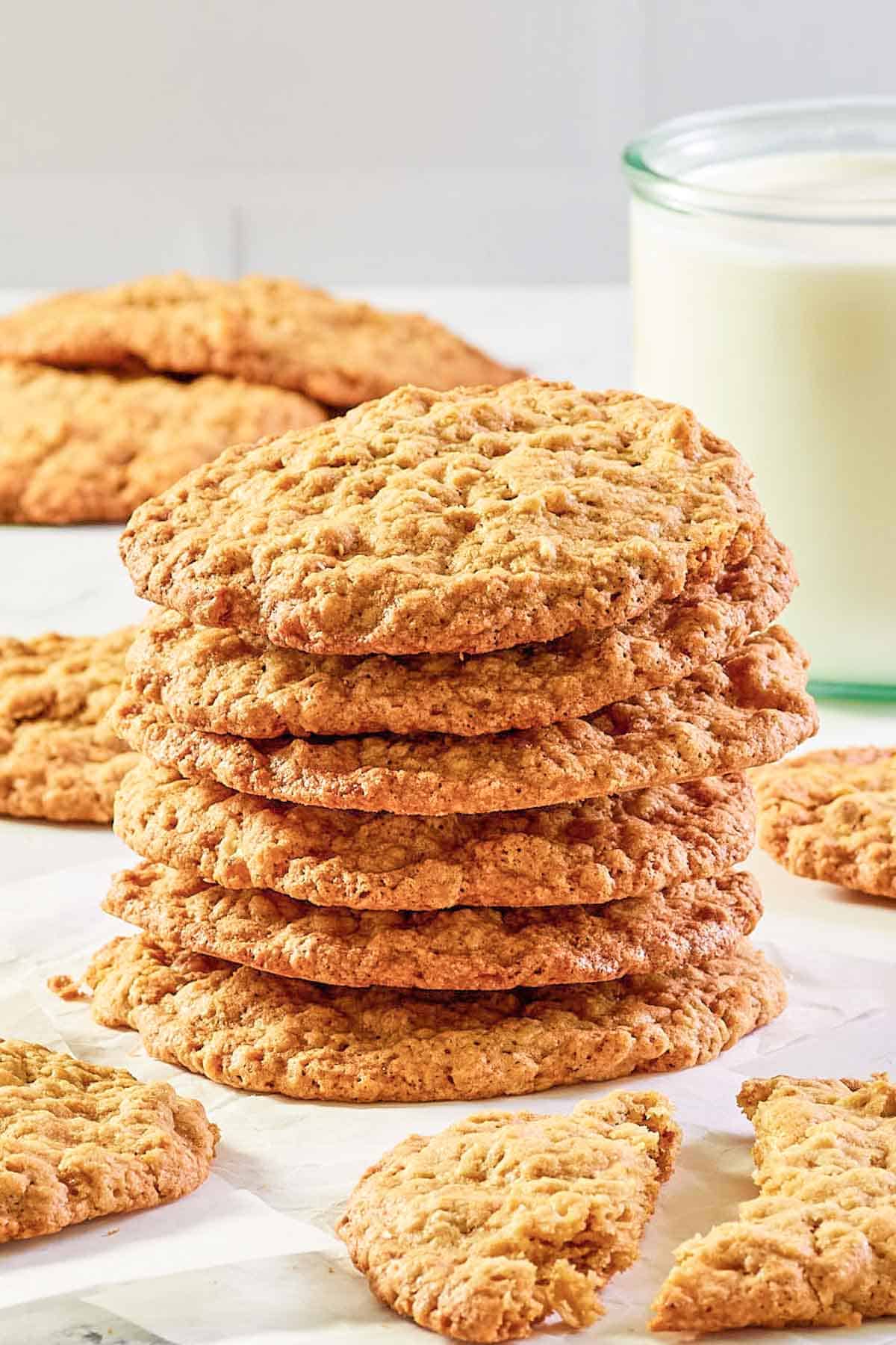 Potato chip cookies in a stack.