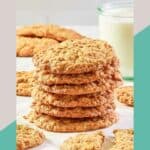 A stack of potato chip cookies and a glass of milk.