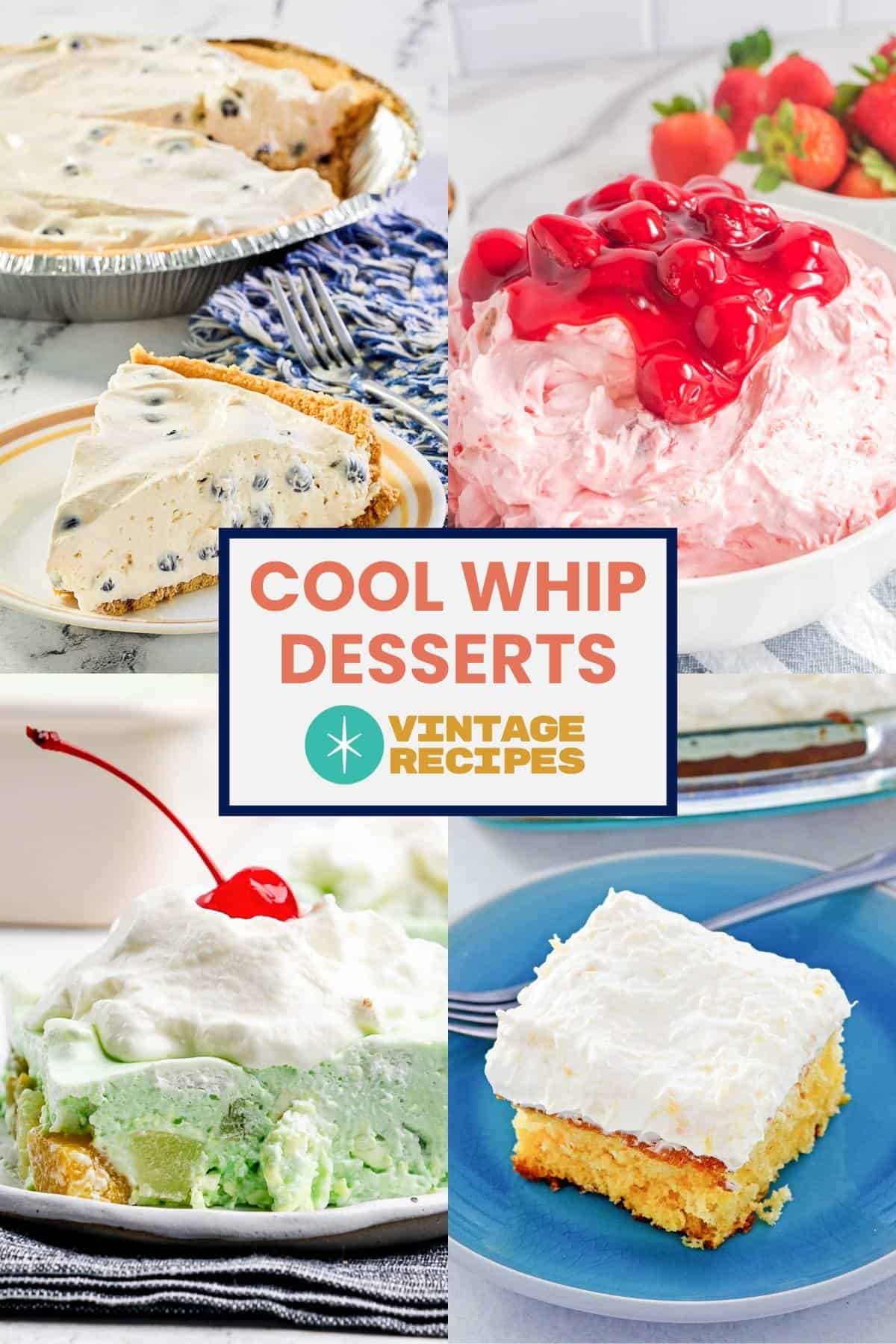 Four desserts made with Cool Whip topping.