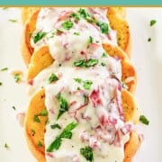 A platter of creamed chipped beef on toast.