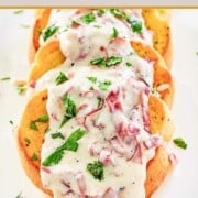 A platter of creamed chipped beef.