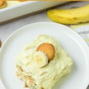 Sour cream banana pudding on a plate.