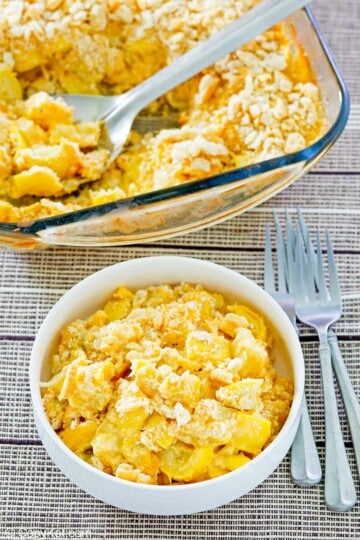 Squash casserole with Ritz crackers.
