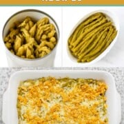 Asparagus in a can, in a dish, and a casserole made with it.